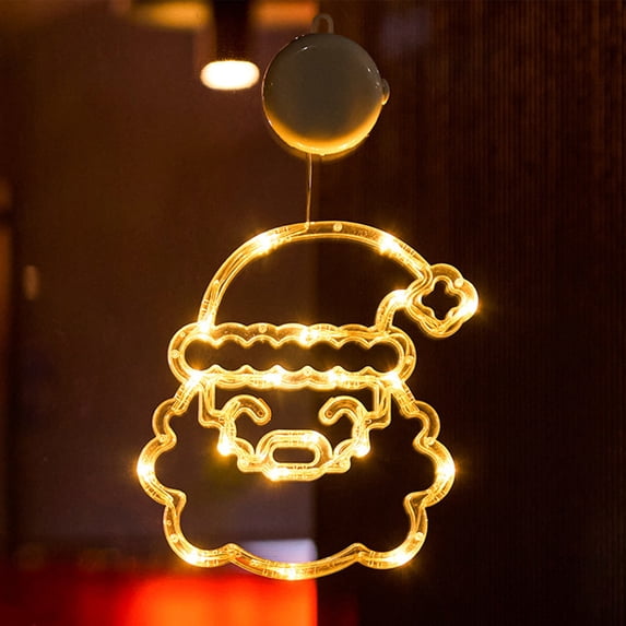 XIAOLE Christmas Window Silhouette Led Lights Decorations, Suction Cup Hook Sign Lighted, For Holiday Indoor Wall Door Glass Decor, Christmas Atmosphere Decorative Light Warm White