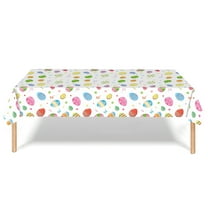 XIAOLE Easter Tablecloth, Easter Plastic Tablecloth Disposable Easter Egg Bunny Table Cover Spring 54x108inch Happy Easter Table Cloth Rectangle Table For Easter Party Decorations Home Decor