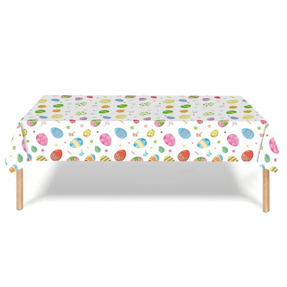XIAOLE Easter Tablecloth, Easter Plastic Tablecloth Disposable Easter Egg Bunny Table Cover Spring 54x108inch Happy Easter Table Cloth Rectangle Table For Easter Party Decorations Home Decor