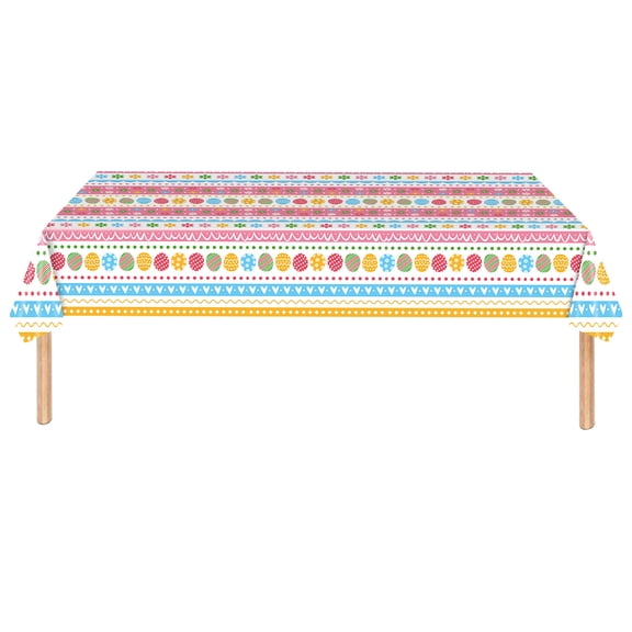 XIAOLE Easter Tablecloth, Easter Plastic Tablecloth Disposable Easter Egg Bunny Table Cover Spring 54x108inch Happy Easter Table Cloth Rectangle Table For Easter Party Decorations Home Decor