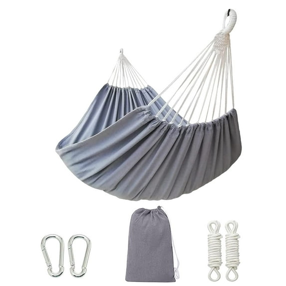XIAOLE Garden Cotton Hammock Comfortable Fabric Hammock with Tree Cord for Hanging, Sturdy Hammock Up to 660lbs Portable Hammock with Travel Bag for Camping Outdoor Patio Backyard