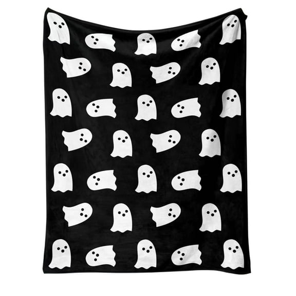 XIAOLE Halloween Flannel Ghost Throw Blanket, Ghost Shawl Blanket Nap Blanket, Cute Ghost Blanket For Picnic Camping Travel, Cozy Throw Blankets For Living Room Sofa (40" X 28" )