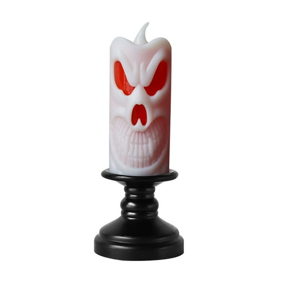 XIAOLE Halloween Pumpkin Skull Candlestick Light, Halloween White Flameless Candle Lights Led Lamps, Halloween Horror Decorations , Festival Decor Light For Halloween Party