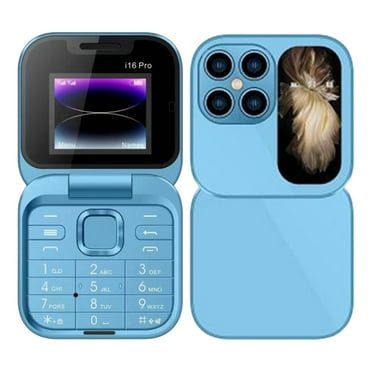 XIAOLE I17 Pro Mini Flip Mobile Phone, Foldable Cell Phone With Fm Radio Magic Voice Speed Dial Vibration, 2 Sim Card Small Display Foldable Cell Phone, Gift For Father'S Day/Mother'S Day， Blue