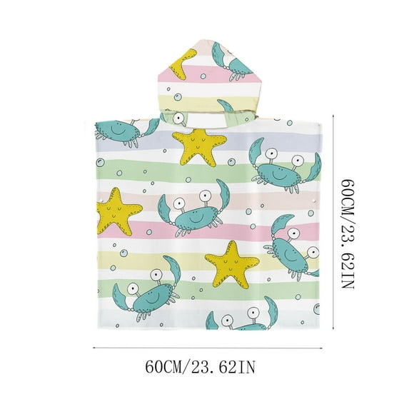 XIAOLE Kids Hooded Beach Bath Towel,Baby Surf Poncho Toddlers Soft Real Cotton Wrap Changing Robe For Boy Girl Shower,Beach,Pool Child Cover Ups,56"X24" Wrap Bathrobe,Ocean Pattern