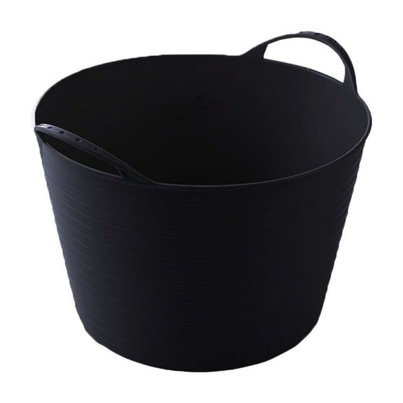 XIAOLE Laundry Basket 15L Durable and Flexible, Portable Round Bin, Hamper for Storage for Closet Dorm Laundry Room Bedroom, Black