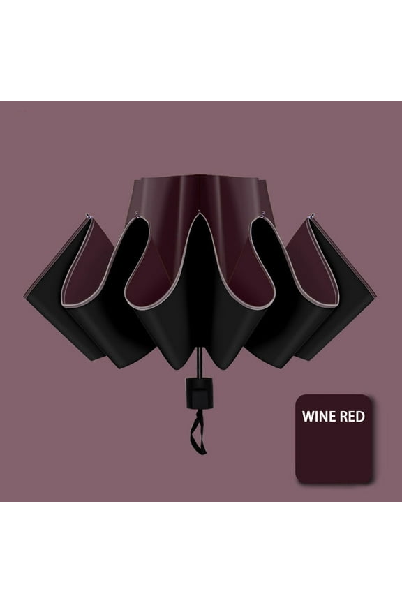 XIAOLE Lightweight And Compact Sunshade Umbrella, Sunshade Umbrella,Manual 8-Bone Reverse Black Glue Sunscreen Folding Umbrell,Portable Outdoor Sunshade Umbrella,Wine