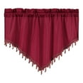 thumbnail image 1 of XIAOLE Macrame Sheer Windows Valance 51.1"W x 23.6"L, Scalloped Kitchen Curtain Triangular, Bathroom Swag Sheer with Rod Pocket, Short Valance Drape for Bedroom Living Room (Red), 1 of 8