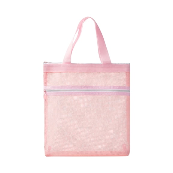 XIAOLE Mesh Shower Caddy Bag Portable With Zipper & 2 Pockets, Quick Dry Shower Caddy Hanging For Travel Gym Camp Beach, Shower Organizer Bag Bathroom Essentials For College Dorm (Pink)