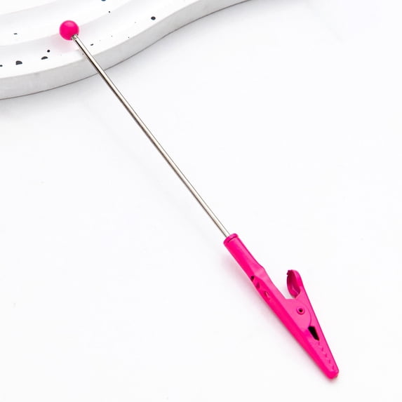 XIAOLE Metal Wire Clip Memo Holder,Alligator Clamp Bead Holder Message Clip,Metal Toothed Note Clip, Diy Craft Wire Clip Card Photo Note Clips Holder Decoration,(14.1x1.2x1.2cm),Hot Pink