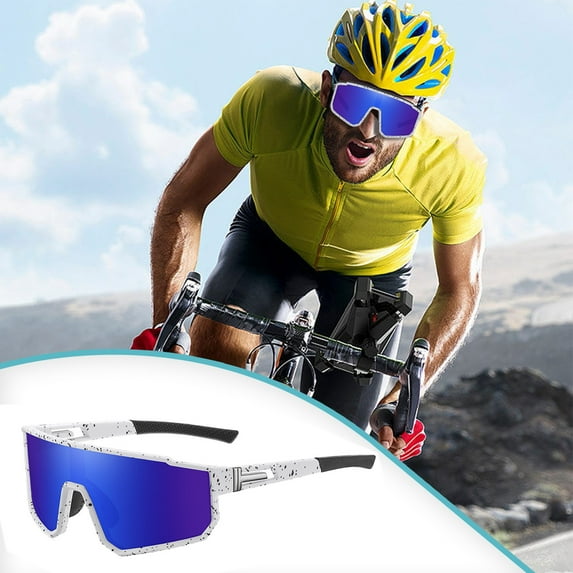 XIAOLE Outdoor Cycling Glasses, Mountain Bike Sunglasses, Men Women Road Cycling Eyewear Sports Mtb Sunglasses, Polarized Sports Sunglasses, Youth Baseball Cycling Running Softball Glasses, White