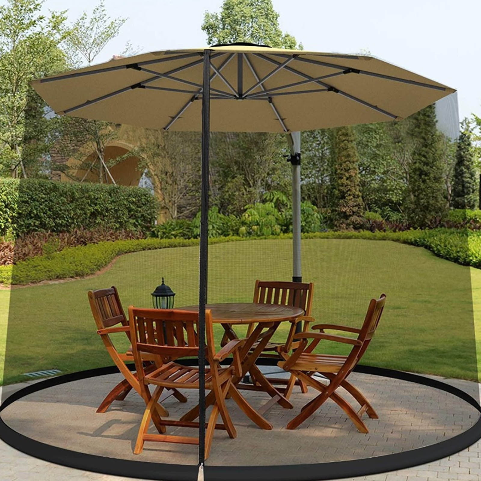 11 foot solar led cantilever patio umbrella 10' Solar Cantilever Umbrella - LED Lights & UV Protection