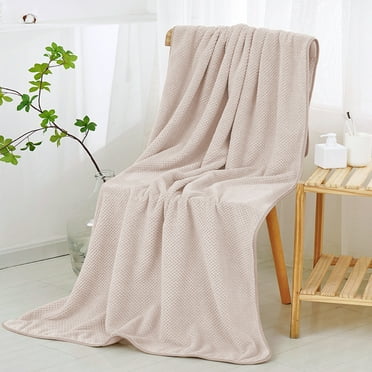 XIAOLE Pineapple Check Coral Velvet Bath Towel, 55.11x27.55xin Household Thick Large Bath Towel, Fluffy And Highly Absorbent Bath Towel, For Spa, Gym, And Home, Travel Use, Khaki