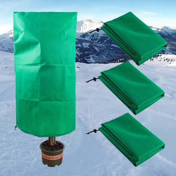XIAOLE Plant Covers Freeze Protection, Heavy Duty Garden Warm Jacket Bags, Reusable Freeze Protection Bags, with Drawstring, for Outdoor Plants Shrub Bush Fruit Tree Potted (23.62"x31.49" Green)