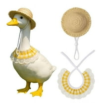 XIAOLE Porch Goose Outfits,Wreath Grass Hat Set Clothes For Yard Goose Statue, Lawn Goose Outfit, Countryside Goose Clothes, Garden Decor Outdoor Patio Yard Lawn Art Decoration （Yellow）