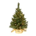 thumbnail image 1 of XIAOLE Pre-Lit Artificial Mini Christmas Tree, Christmas Tree Decorations Miniature Artificial Tree Ornaments Home Christmas Gift, Includes Small Lights And Cloth Bag Base, 2 Ft (Gold), 1 of 9