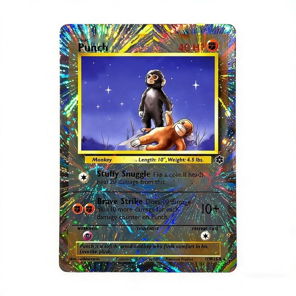 XIAOLE Punch Monkey Character Card – Glossy Holographic Collectible Card for Fans, Punch Monkey Gift for Adults Kids and Animal Lovers