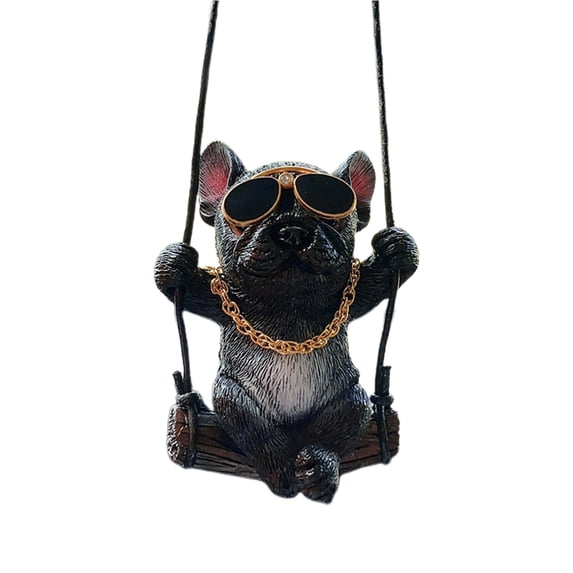 XIAOLE Puppy Car Pendant, Auto Interior Accessories, Vehicle Rearview Mirror Suspension Decoration, Cute Swing Puppy with Sunglasses Hanging Ornament (French Bulldog)