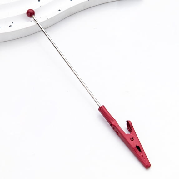 XIAOLE RedMetal Wire Clip Memo Holder,Alligator Clamp Bead Holder Message Clip,Metal Toothed Note Clip, Diy Craft Wire Clip Card Photo Note Clips Holder Decoration,(14.1x1.2x1.2cm),Red