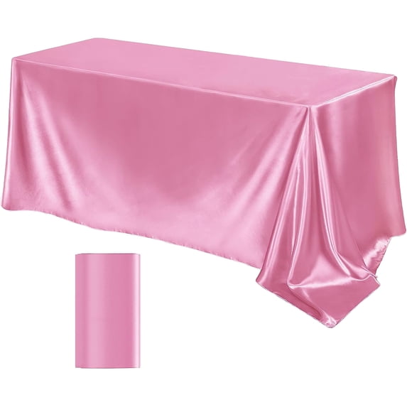 XIAOLE Satin Tablecloth, 102 x 58 Inch Overlay Satin Table Cover, Premium Rectangle Bright Silk Tablecloth, Smooth Fabric Table Decoration for Wedding Banquet Party Table Decoration