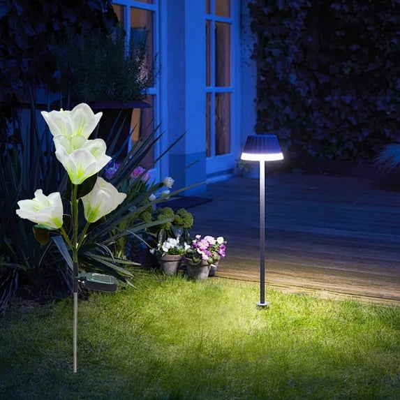 XIAOLE Solar Simulated Outdoor Decorative Flowers Garden Luminous Magnolia Decorative Lights Garden Lights Holiday Lights
