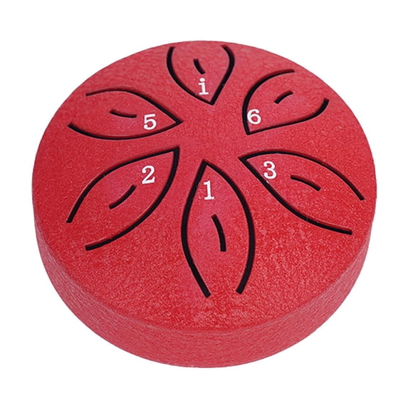 XIAOLE Steel Tongue Drums 3 Inch 6 Note Steel Tongue Drum, Musical Instruments Hand Drums with 1 Mallet and Storage Drum Bag, Handpan Drum Note Sticks for Meditation Sound Healing (Red)
