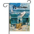 thumbnail image 1 of XIAOLE Welcome Summer Beach Lounge Chairs Decorative Flag, Seascape Garden Yard Outside Decorations, Seasonal Burlap Outdoor Large Home Decor Double Sided 11.8 x 17.7 Inch, 1 of 8