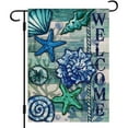 thumbnail image 1 of XIAOLE Welcome Summer Beach Starfish Shells Decorative Flag, Seascape Garden Yard Outside Decorations, Seasonal Burlap Outdoor Large Home Decor Double Sided 11.8 x 17.7 Inch, 1 of 8