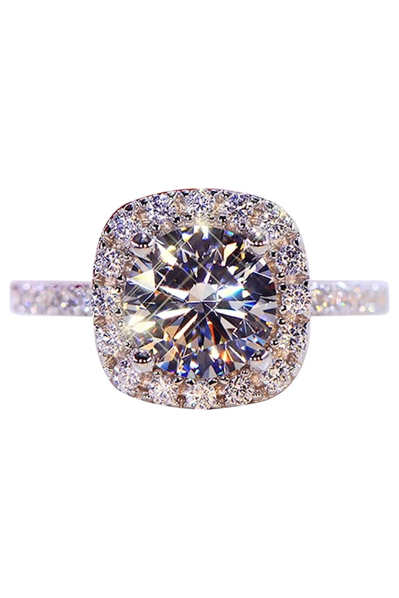 XIAOLE Women'S Artificial Diamond Ring Set,Exquisite Stackable Square Diamond Ring Jewelry, Accessory For Clothes, Birthday Gift Mother'S Day Gift, Bridal Party Ring