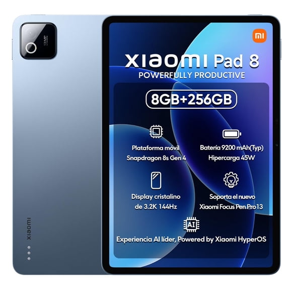 XIAOMI Pad 8 Ai WiFi Version Global No Calls or Text 11.2 inches 3.2K 144Hz 9200mAh Four Speakers 13 Mp Model 25097RP43G Blue, 256GB + 8GB