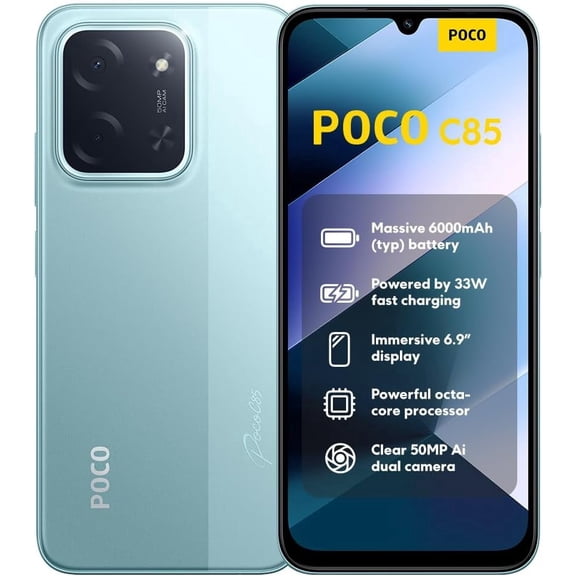XIAOMI Poco C85 4G LTE (Compatible with Tmobile Tello Mint & Global) (256GB + 8GB) Unlocked Dual SIM 6.9" 50MP Model 25078PC3EG (Purple)
