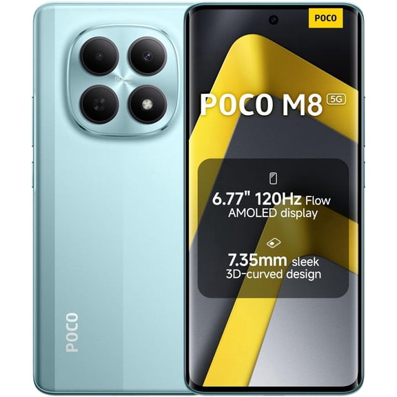 XIAOMI Poco M8 5G Ai (Compatible with Tmobile Mint Tello & Global) (512GB + 8GB) 50MP Dual Camera NFC 6.77" 144Hz Octa Core Unlocked Dual Sim Model 25118PC98G Liberado (Green)