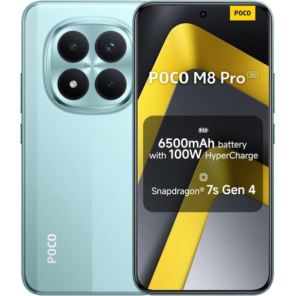 XIAOMI Poco M8 PRO 5G Ai (Compatible with Tmobile Mint Tello & Global) (256GB + 8GB) 50MP Dual Camera NFC 6.83" 144Hz Octa Core Unlocked Dual Sim Model 2510EPC8BG Liberado (Green)