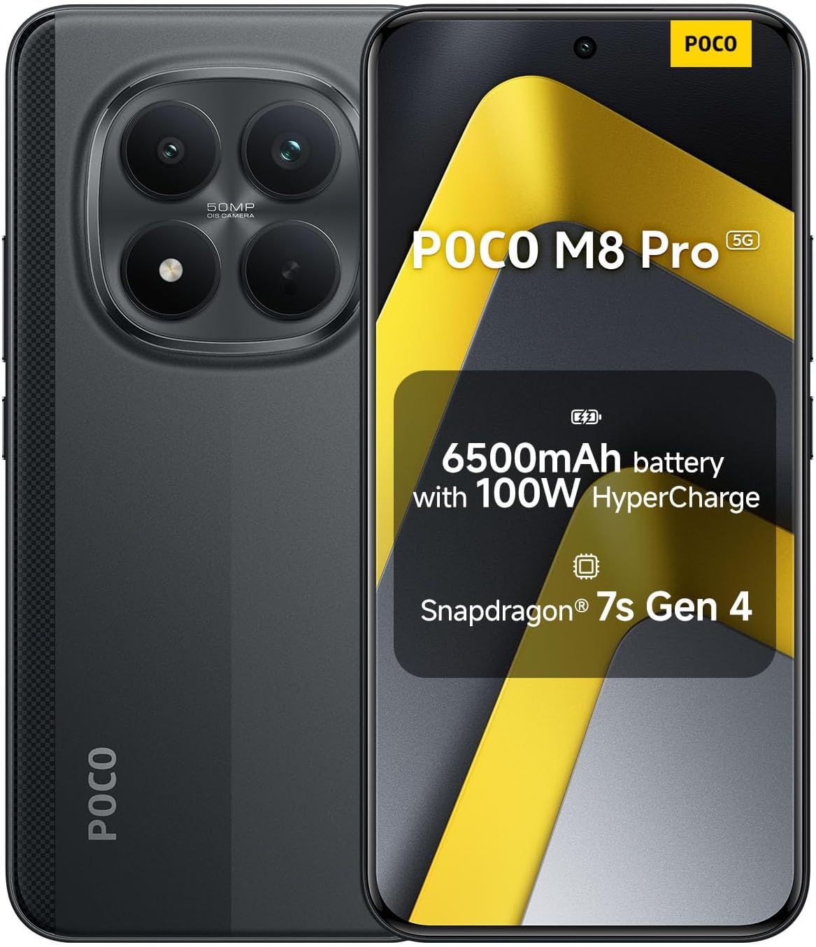 XIAOMI Poco M8 PRO 5G Ai Compatible con Tmobile Mint Tello y Global 512GB + 12GB 50MP Cámara Dual NFC 6.83" 144Hz Octa Core Desbloqueado Dual SIM Modelo 2510EPC8BG Liberado Negro