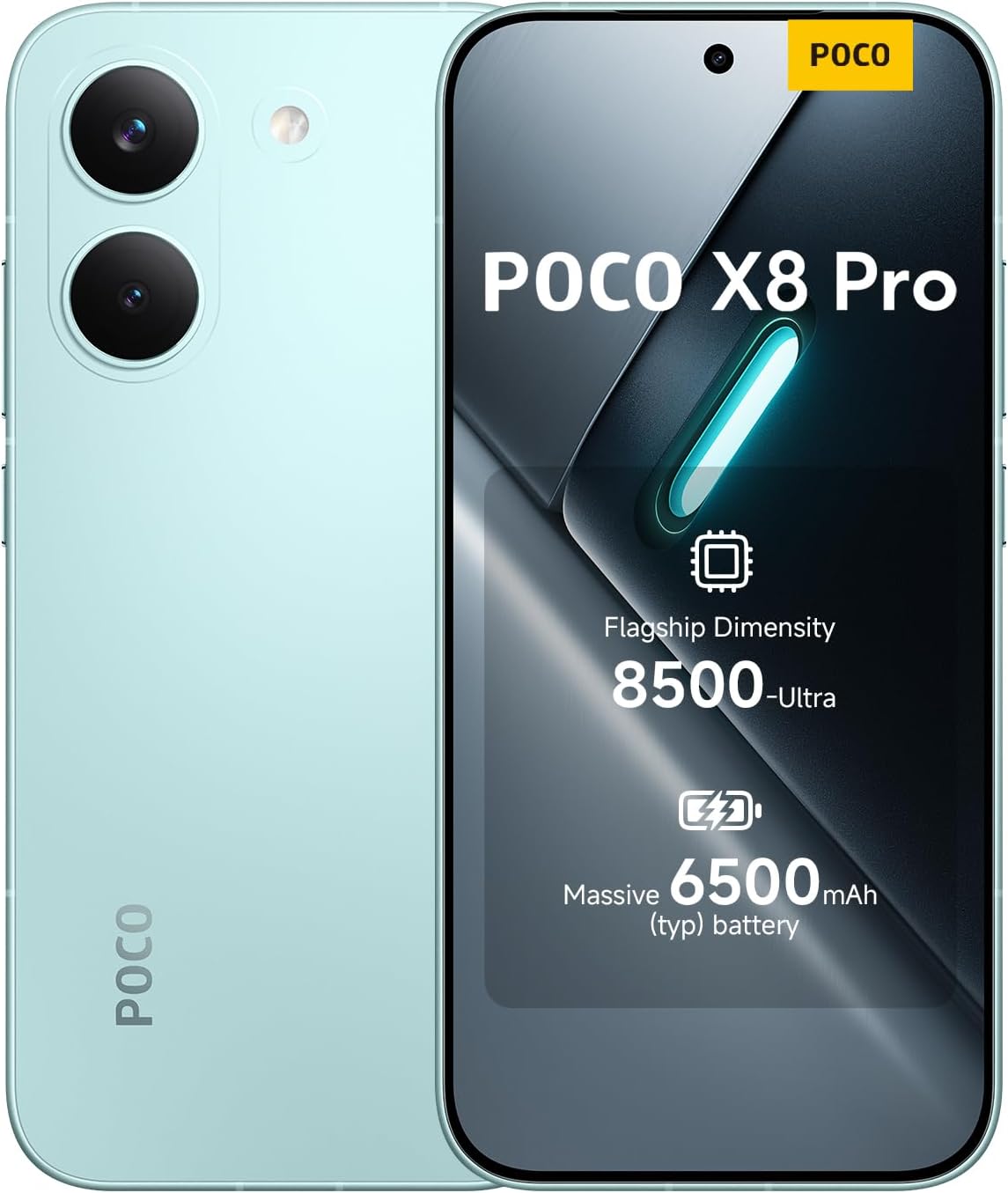 XIAOMI Poco X8 PRO 5G Ai (Compatible con Tmobile Mint Tello y Global) (256GB + 8GB) 6.59" 50MP Teléfono para Gamers NFC Dual SIM Desbloqueado Modelo 2511FPC34G Liberado (Verde Menta)