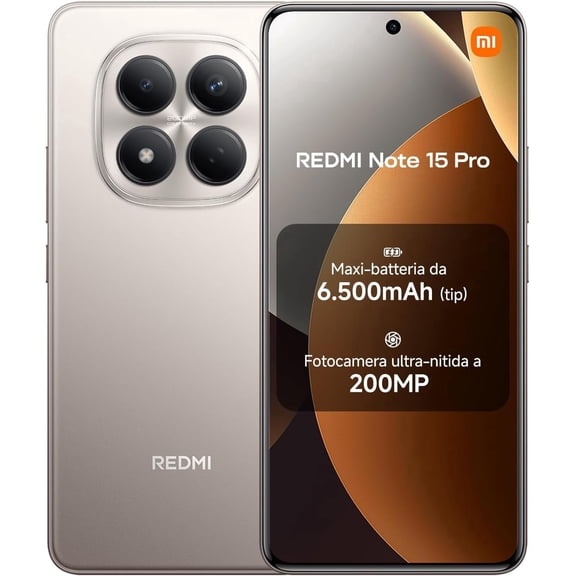 XIAOMI Redmi Note 15 Pro 4G LTE Ai (Compatible with Tmobile Mint Tello & Global) (512GB + 12GB) 6.77" 120Hz 200MP AI Camera Model 25100RA69G Unlocked Dual Sim Liberado (Titanium Gray)