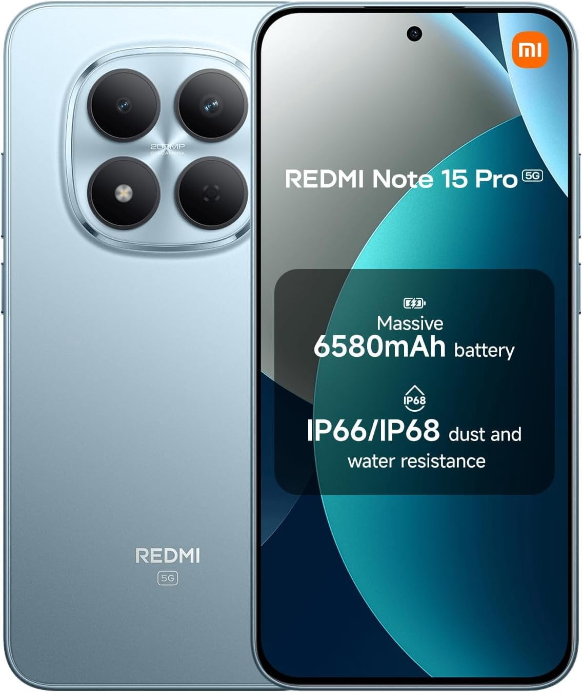 XIAOMI Redmi Note 15 Pro 5G Ai Compatible with Tmobile Mint Tello & Global 256GB + 8GB NFC 6.83" 120Hz 200MP Pro AI Camera Model 25080RABDG Unlocked Dual Sim Liberado Glacier Blue