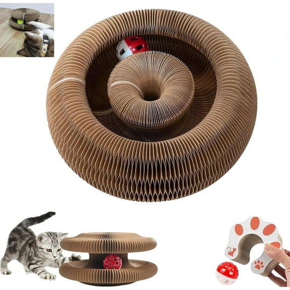 XIAOMUMU   Curls Cat Toy, 2025 New Interactive Cat Toys for Indoor, Flexible Curls Cat Scratcher, Pet Toy Cardboard Ring, Magic Organ cat Scratching Board, Foldable Accordion Toy with Ball