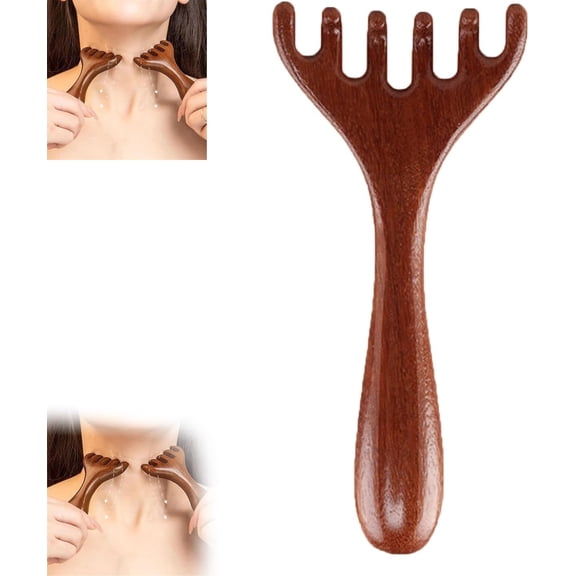 XIAOMUMU Five Touch Therapy Comb, Meridian Comb, Six-Claw Meridian Massage Combs, Sandalwood Multi-Functional Handheld Head Combs, for Scalp, Face, Neck & Shoulder