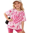 thumbnail image 1 of XIAONA Outfit Sets For Girls Summer Casual Tie Dye Heart Printed Short Sleeve Crew Neck T Shirt And Solid Color Shorts 2 Piece Set Cute Comfortable Breathable Fashion Outfits For Kids,3-4 Years, 1 of 3
