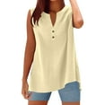 thumbnail image 1 of XIAONU 2025 Summer Sleeveless Linen Tank Top Casual Button V Neck Tunic Blouse Women Basic Shirt, 1 of 4