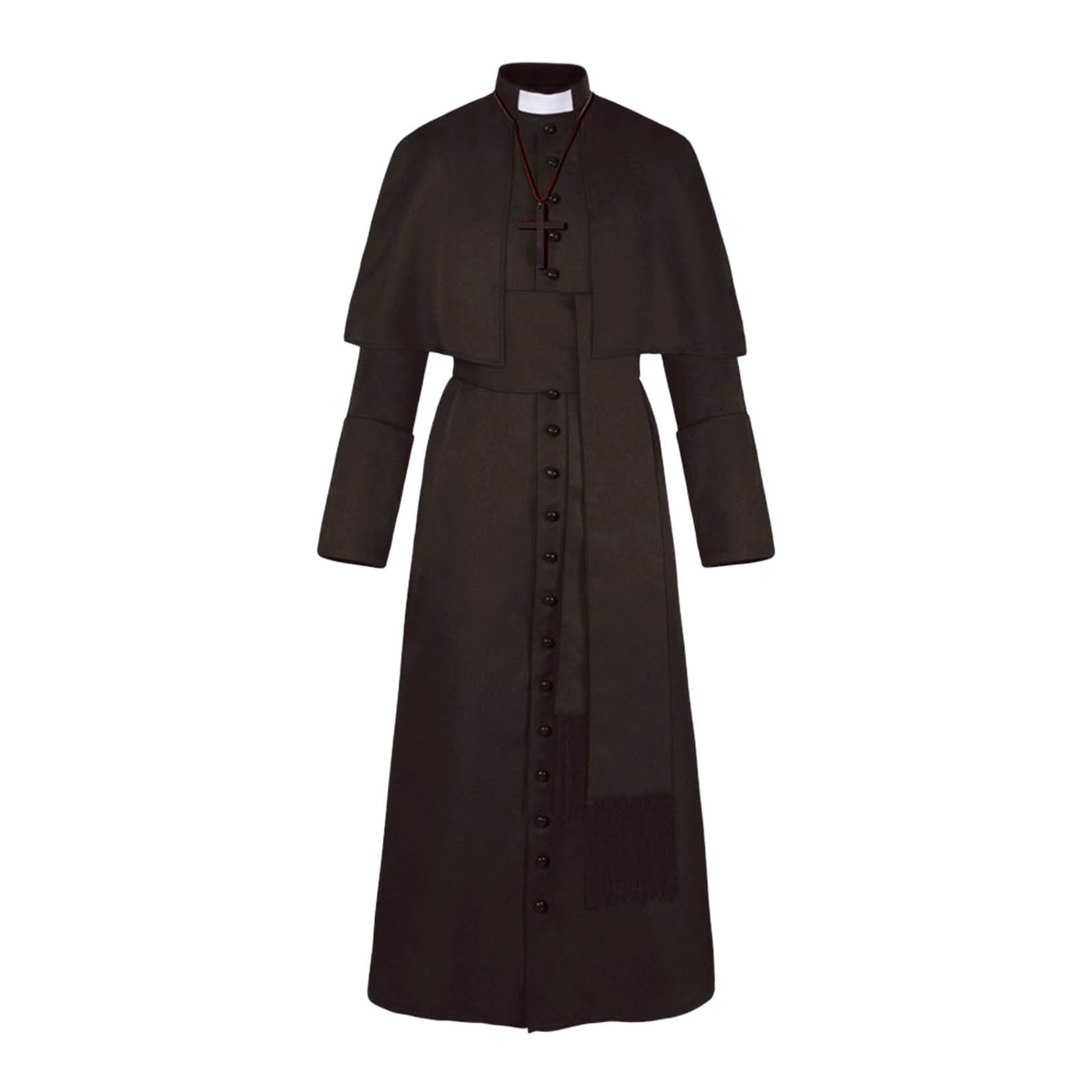 XIAONU Adults Solid Priest Robe Cape Cross Accented Cassock Formal ...