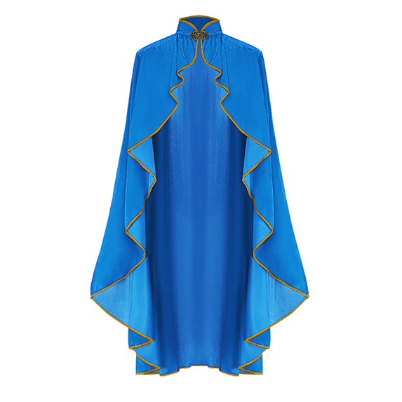 XIAONU Adults Solid Trimmed Cape Ruffled Stand Collar Cloak Formal Event Capes