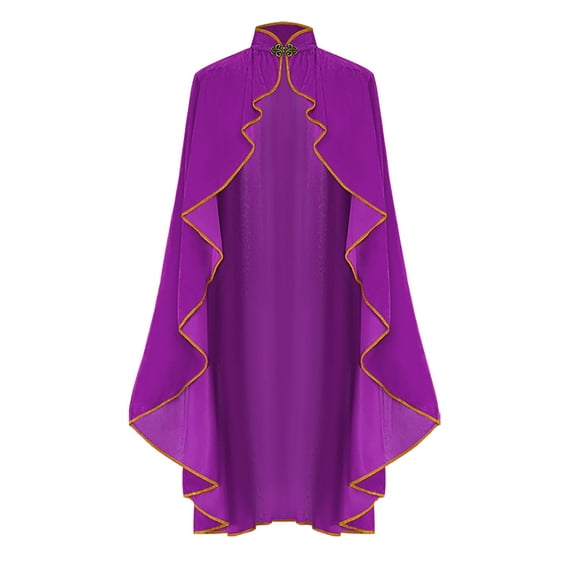 XIAONU Adults Solid Trimmed Cape Ruffled Stand Collar Cloak Formal Event Capes