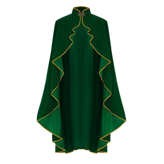XIAONU Adults Solid Trimmed Cape Ruffled Stand Collar Cloak Formal Event Capes