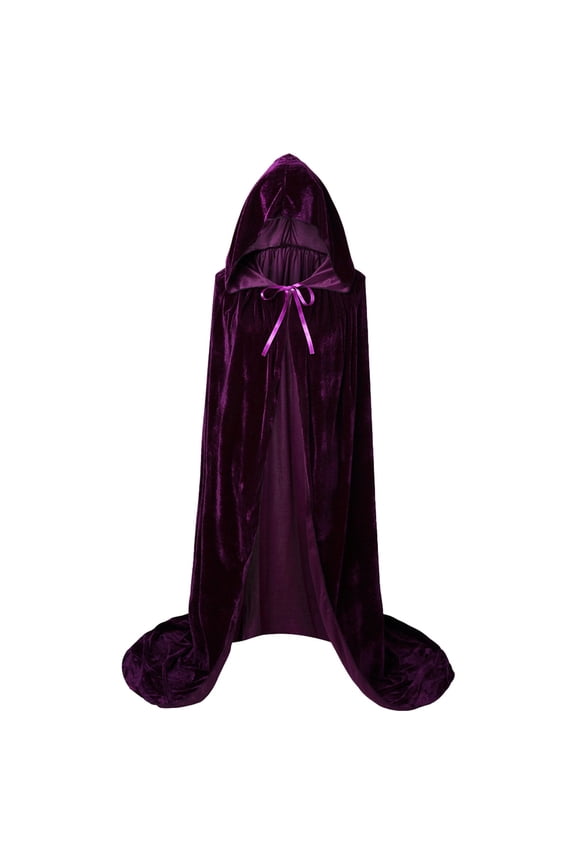 Adults Velvety Hooded Cloak Self Tie Detail Cape Holiday Event Cloaks