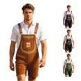 thumbnail image 1 of XIAONU Beer Print Short Overalls for Men Adjustable Straps Holiday Wear Overalls, 1 of 5