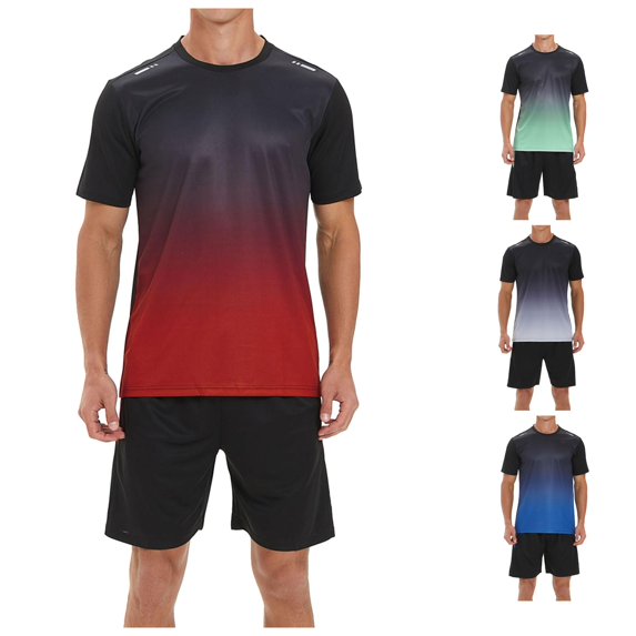 XIAONU Breathable Short Sleeve Pajama Set for Men Lightweight Crew Neck Summer Casual Nightwear