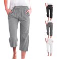 thumbnail image 1 of XIAONU Button Accent Capri Pants for Women Solid Pockets Casual Wear Capris, 1 of 4