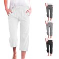 thumbnail image 1 of XIAONU Button Accent Capri Pants for Women Solid Pockets Casual Wear Capris, 1 of 4